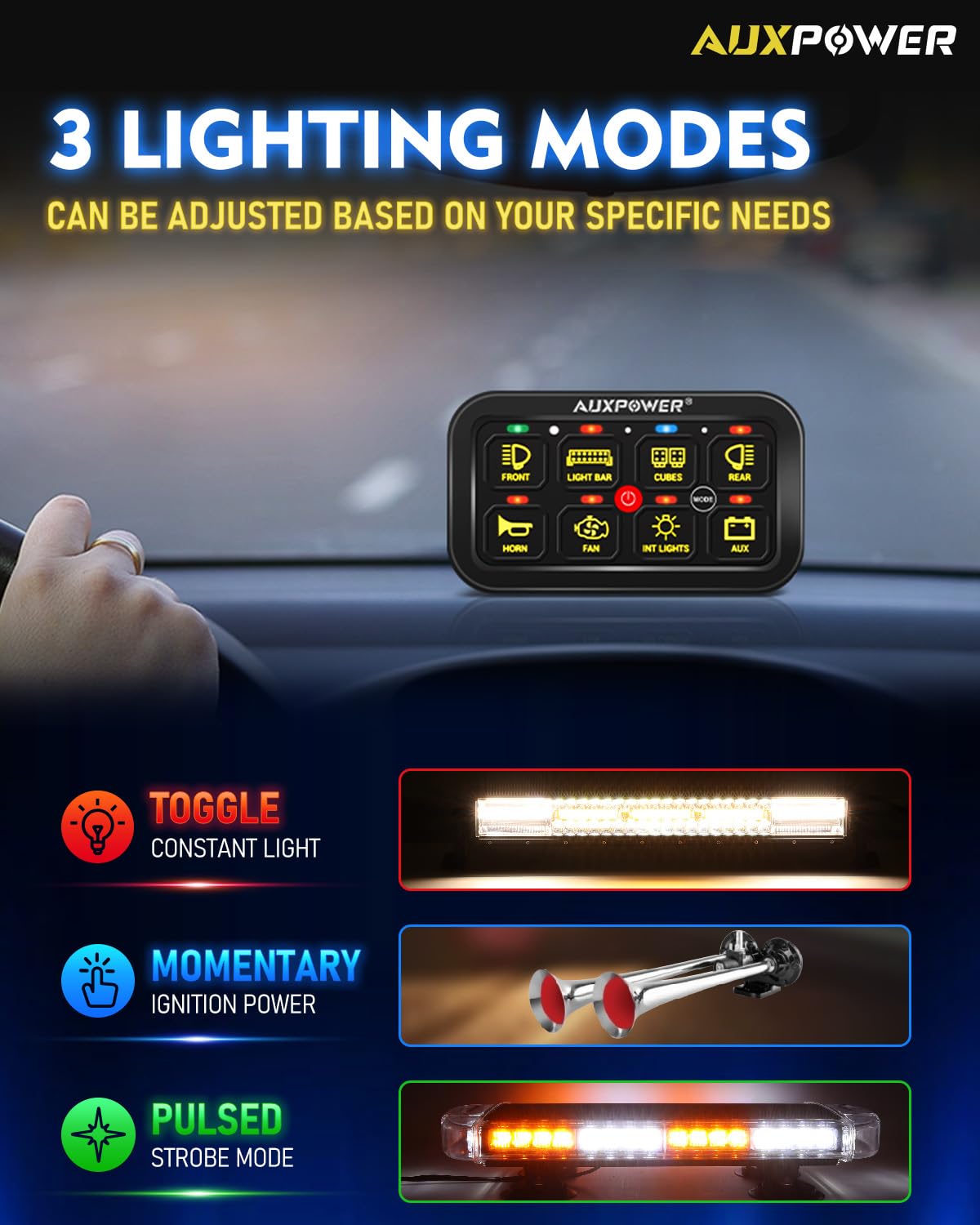 Amazon.co.jp: Auxpower RGB 8ギャングスイッチパネル トグル